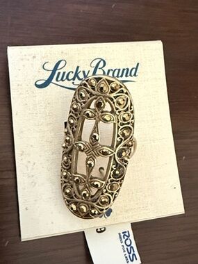 Lucky Brand Boho Statement Ring Gold Tone Filigree NWT
